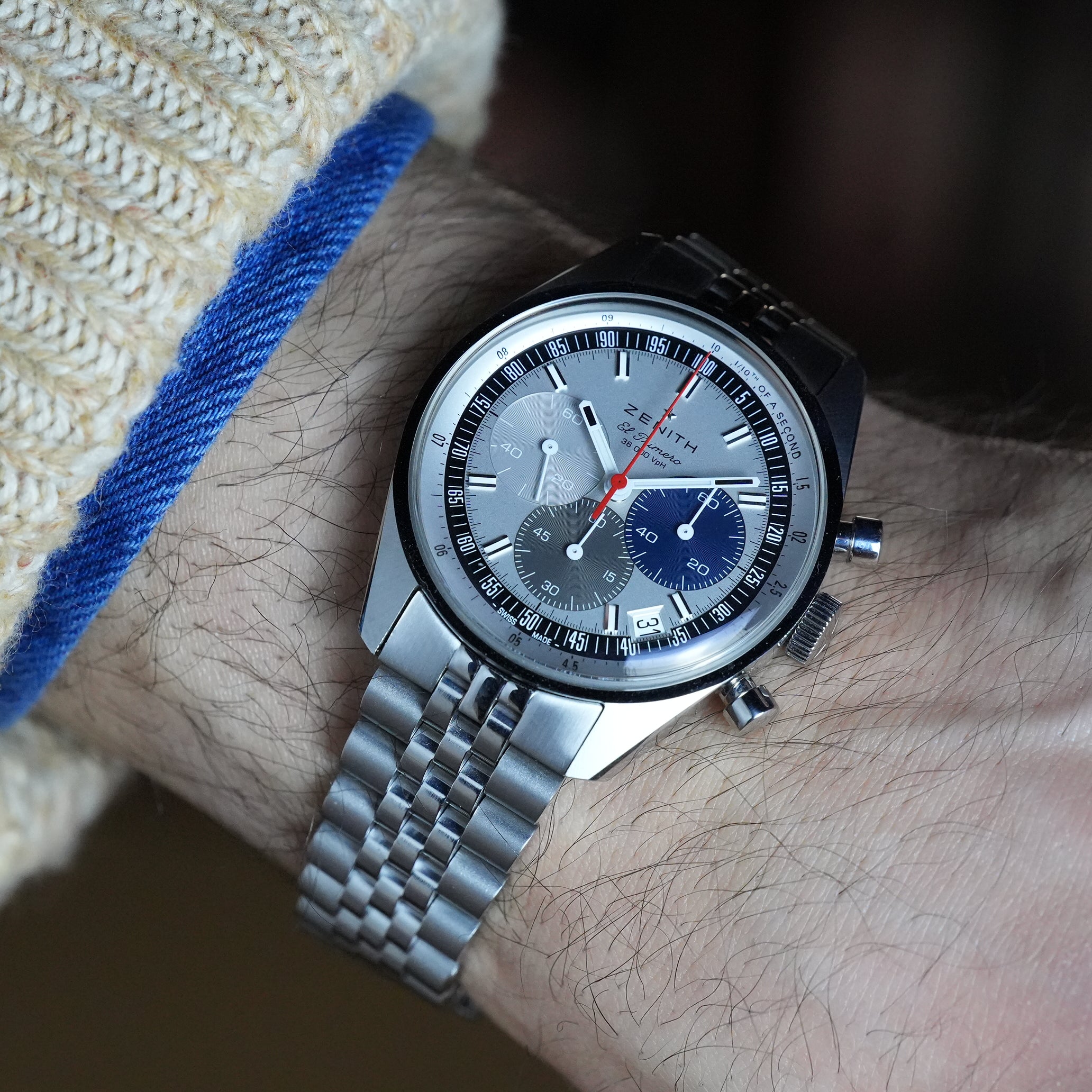 FTW プレートシルバー Forstner Model-J Bracelet for Zenith El Primero Revival 38mm
